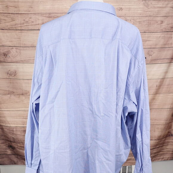 VAN HEUSEN TRAVELER BLUE CHECK BUTTON DOWN SHIRT MENS SZ 4XL 21-21.5 - Picture 4 of 7